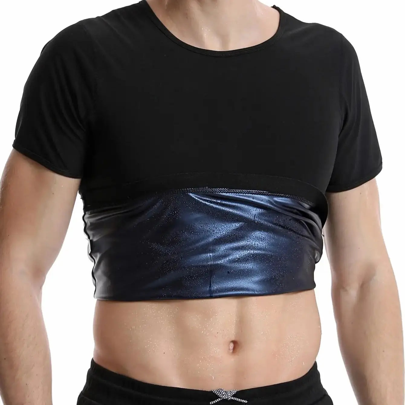 Versatile Shapewear Top Men's Sauna Suit Shirt with Waist Trainer