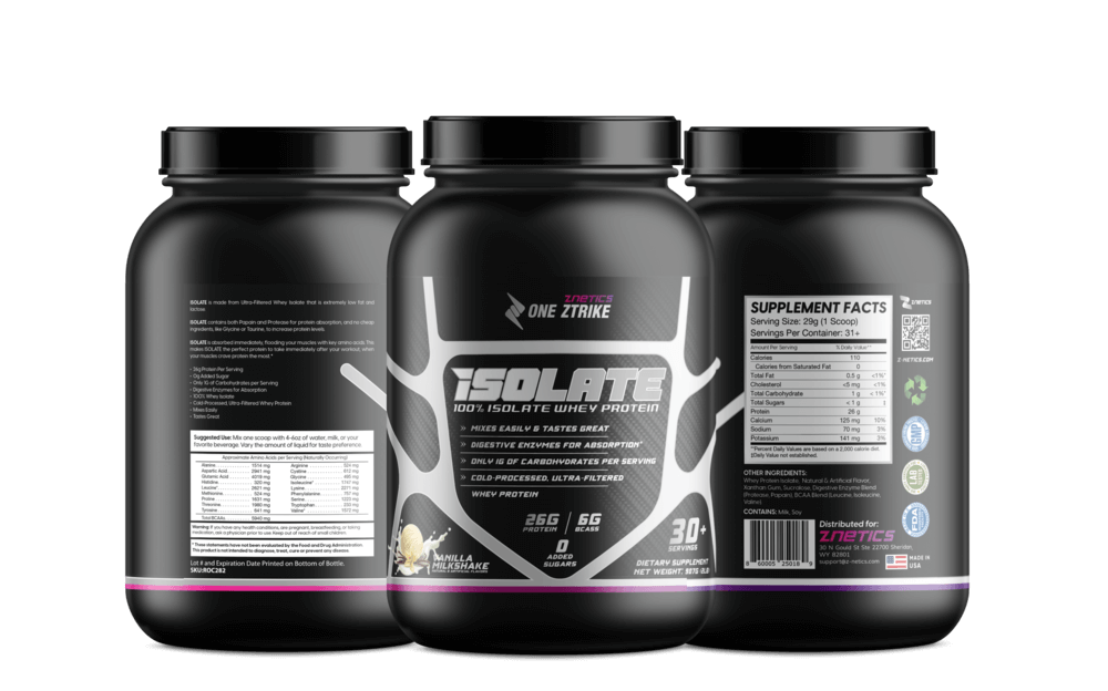 Whey Isolate Protein Vanilla 2LB | 26g Protein, Zero Sugar | ONE ZTRIKE by ZNETICS